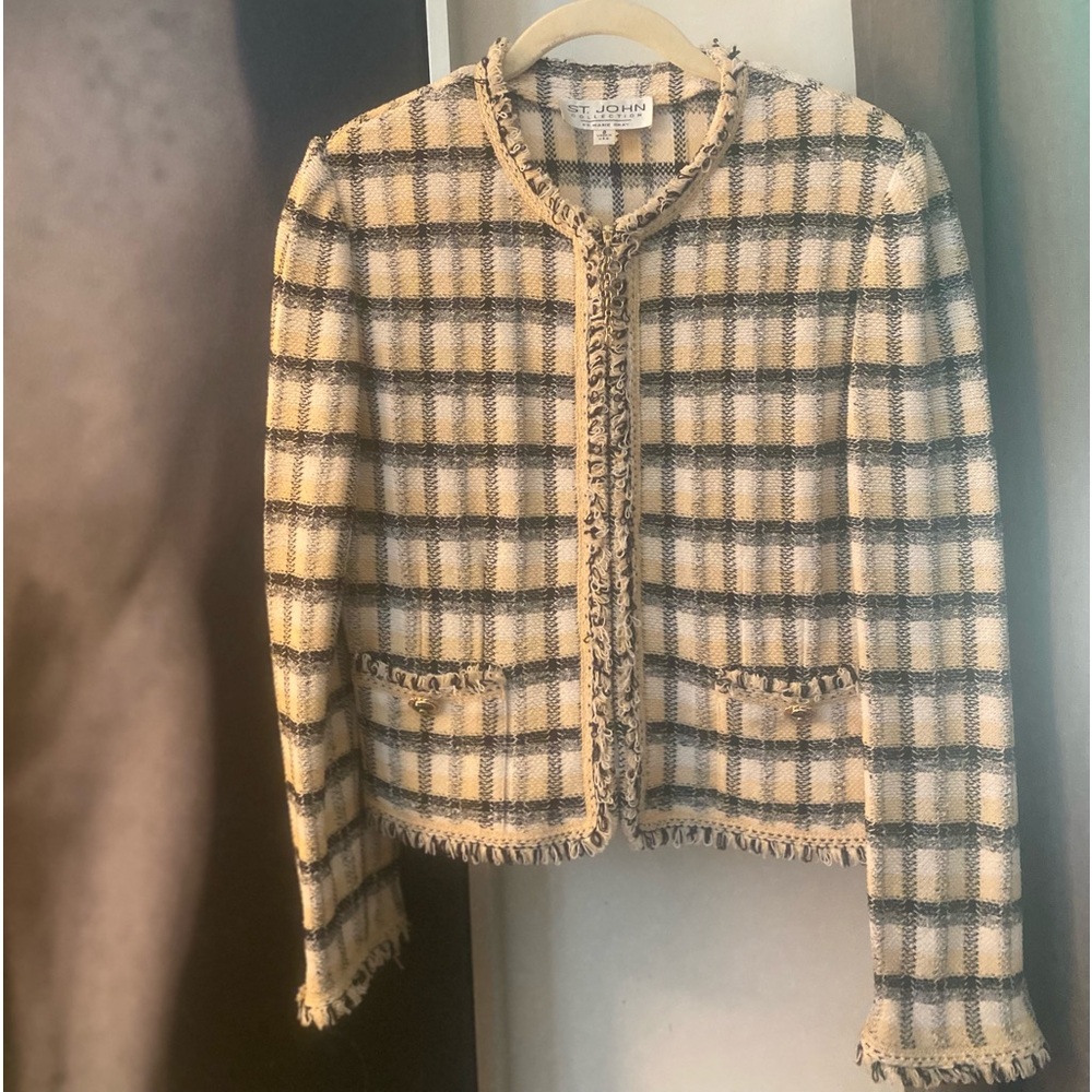 St.John plaid boucle tweed jacket